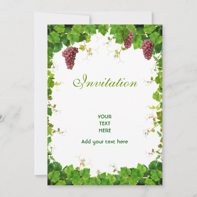 Druvor och vininbjudan inbjudningar (Framsida)