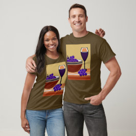 Druvor och Wineglass i Maroon och Tan T Shirt