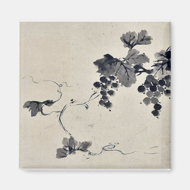 Druvor på en vindruva Ukiyo-e Magnet (Framsidan)