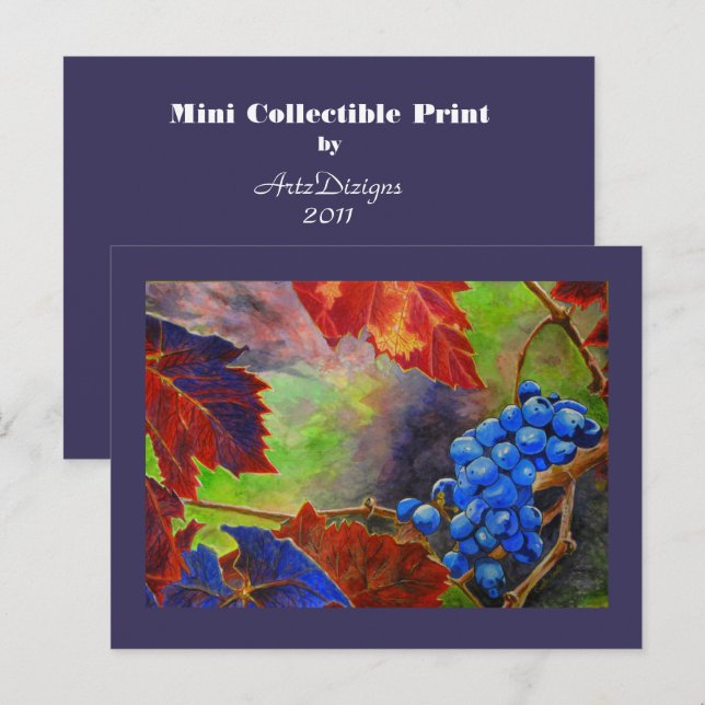 Druvor på vin Mini Collecsible Prints Vykort (Fram/baksida)