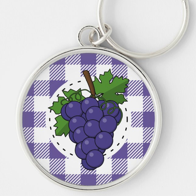 Druvor på White Violet Play Rund Silverfärgad Nyckelring (Framsidan)