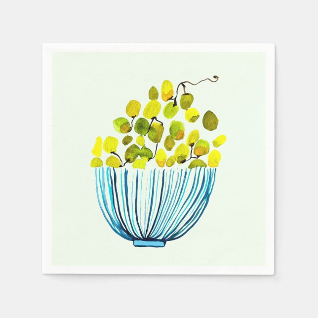 druvor, vattenfärgsfrukt pappersservett (Framsidan)