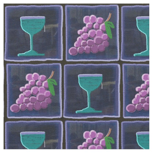 Druvor & vin belagd med tegel bomull tyg (Närbild)