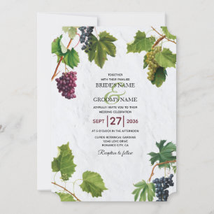 Druvor Vineyard Mediterranean Grekiska ön Bröllop Inbjudningar
