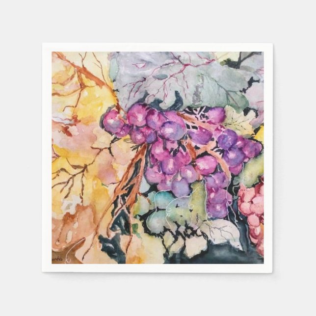 Druvor, vinstockar pappersservett (Framsidan)