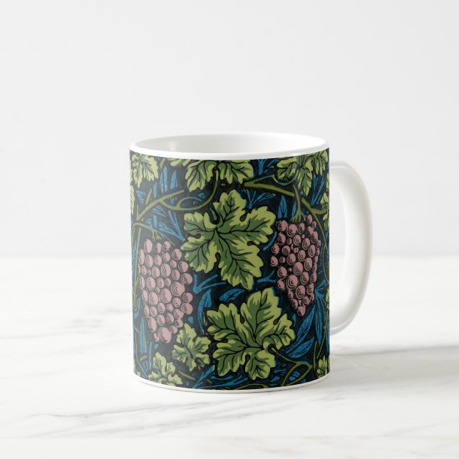 Druvrankor med klasar av rosa druvor kaffemugg (Framsida höger)
