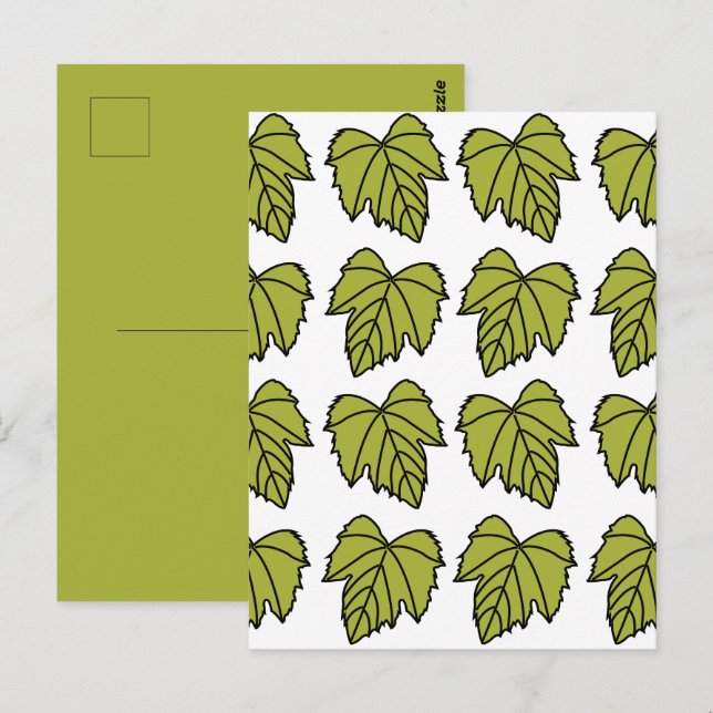 Druvstammar Gröna blad Vinrankor Vykort (Fram/baksida)