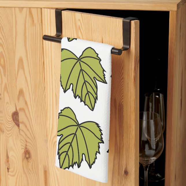Druvvin Gröna blad Druvvin Kökshandduk (Thirds Fold)