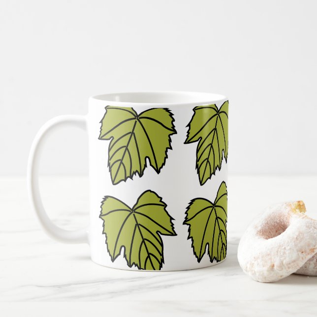 Druvvin Gröna blad Rankor Kaffemugg (Med munk)