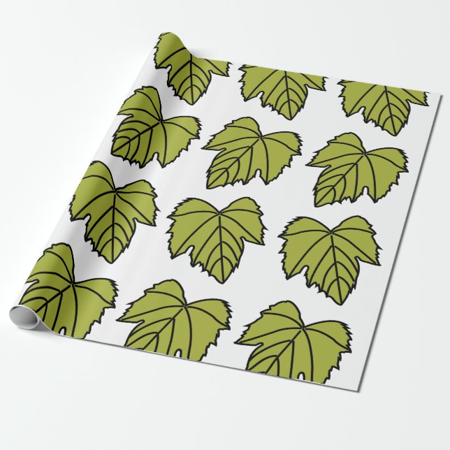 Druvvin Gröna blad Rankor Presentpapper (Utrullad)