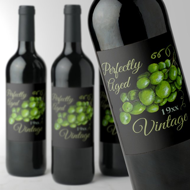 Druvvinetikett Vinflaska Etikett (Perfectly Aged Vintage Grapes Wine Label)