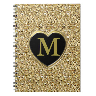 Druzy crystal monogram - metallisk guld anteckningsbok