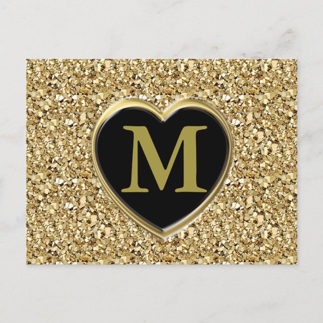 Druzy crystal monogram - metallisk guld vykort (Framsida)