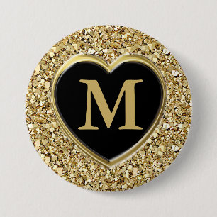 Druzy crystal monogram - metalliskt guld knapp