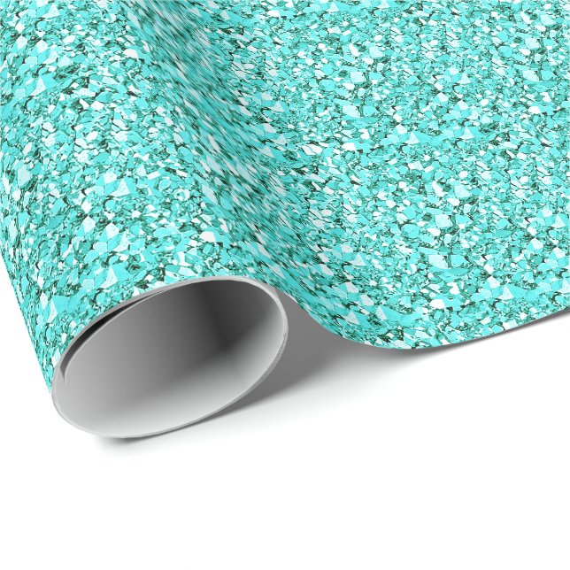 Druzy kristall - aquamarineblått presentpapper (Rullad Hörn)