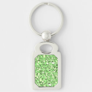 Druzy kristall - peridotgrönt rektangulärt silverfärgad nyckelring
