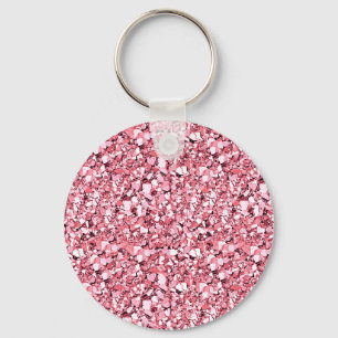 Druzy kristall - rosa kvartrosa nyckelring