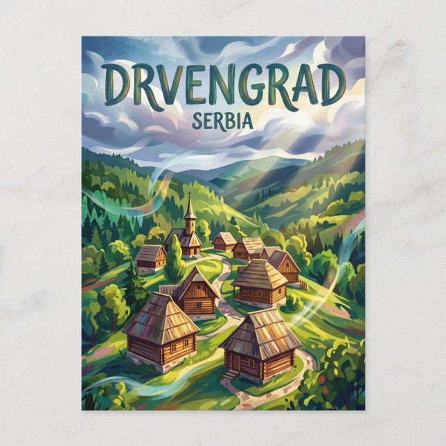 Drvengrad Serbien Vykort (Framsida)
