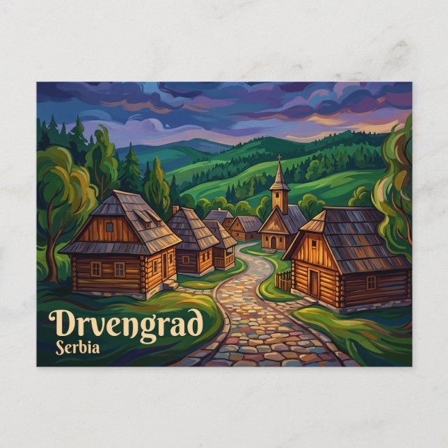 Drvengrad (Timmerstad) Serbien Vykort (Framsida)