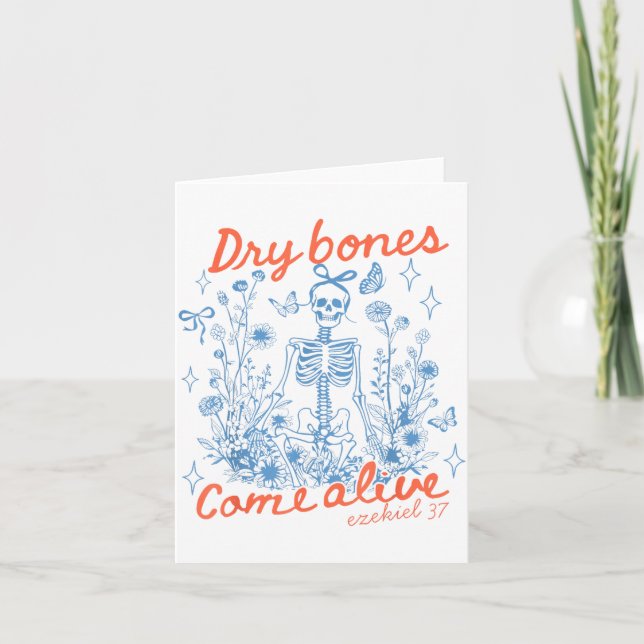 Dry Bones Come Alive Christian Funny Skeleton Hall Kort (Framsida)