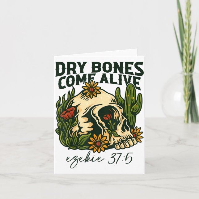 Dry Bones Come Alive Christian Skeleton Floral Eze Kort (Framsida)