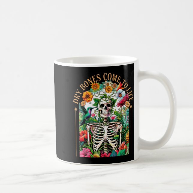 Dry Bones Come Alive Funny Skeleton Floral Christi Kaffemugg (Höger)