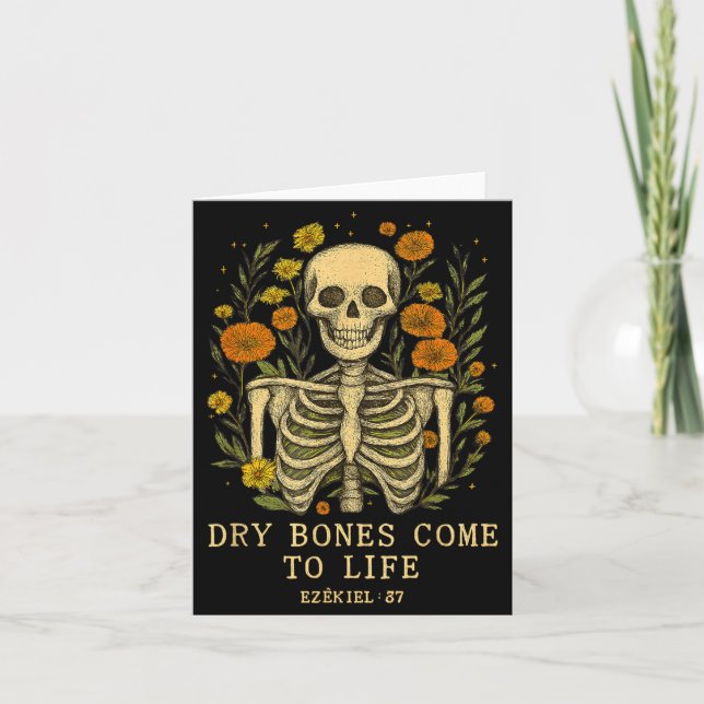 Dry Bones Come To Life Dancing Floral Skeleton  Kort (Framsida)