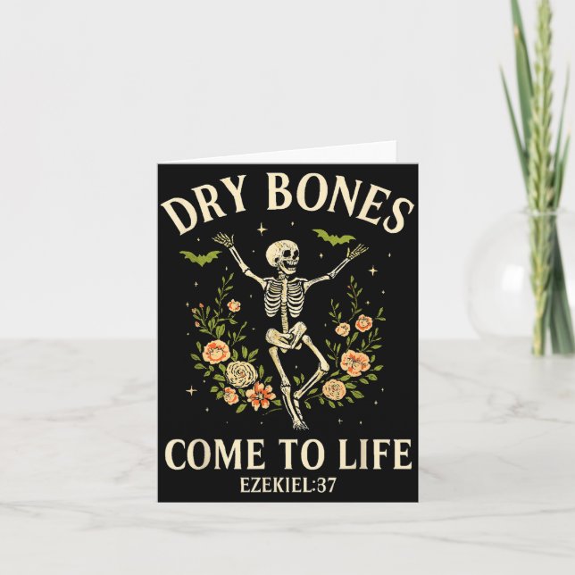 Dry Bones Come To Life Dancing Floral Skeleton  Kort (Framsida)