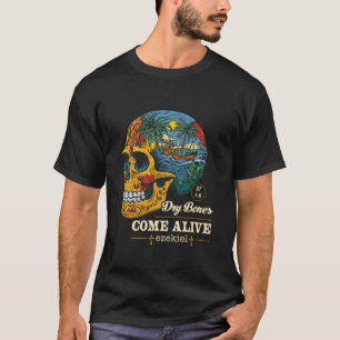 Dry Bones Kom Alive Art Blommigt Nature Skull Jesu T Shirt