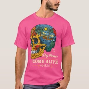 Dry Bones Kom Alive Art Blommigt Nature Skull Jesu T Shirt