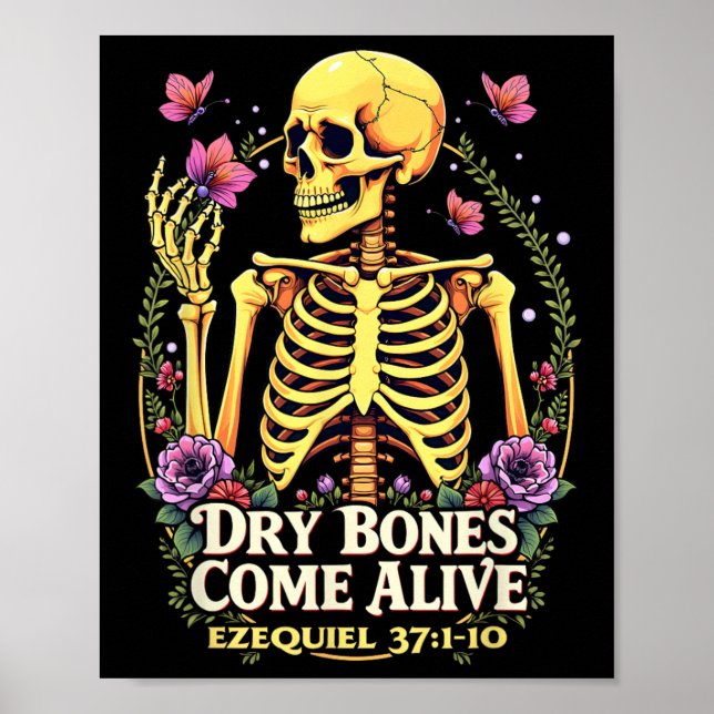 Dry Bones Kom Alive Christian Dancing Skeleton Ha Poster (Framsidan)