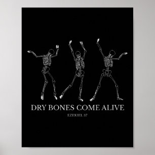 Dry Bones Kom Alive Funny Skeleton Dancing Hallow Poster