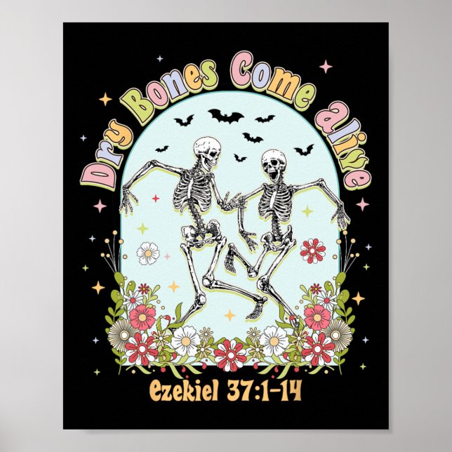 Dry Bones Kom Alive Skeleton Dancing Christian Ha Poster (Framsidan)