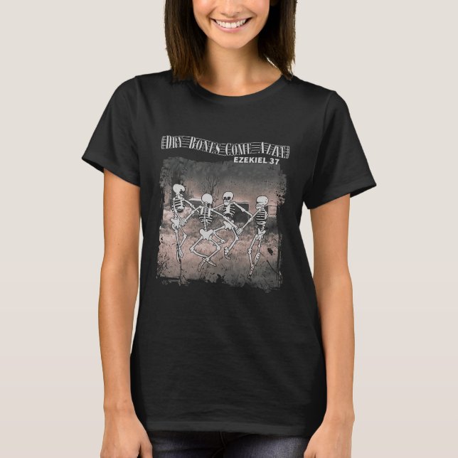 Dry Bones Kom Alive Skeleton Dancing Halloween T Shirt (Framsida)