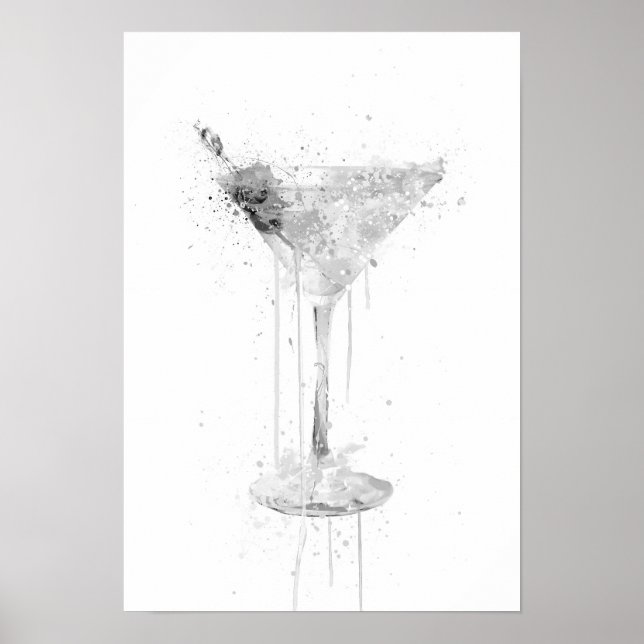 Dry Martini Cocktail Wall Art Print (Grey Edition) Poster (Framsidan)