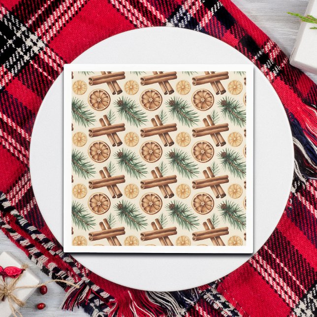 Dry Oranges Cinnamon Sticks Fir Branches Pappersservett (Skapare uppladdad)