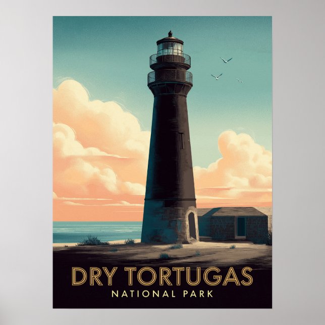 Dry Tortugas National Park Vintage Lighthouse Poster (Framsidan)