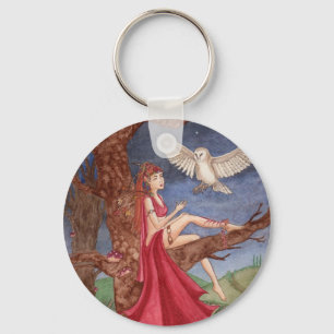 Dryad och nattugglan Keychain Nyckelring