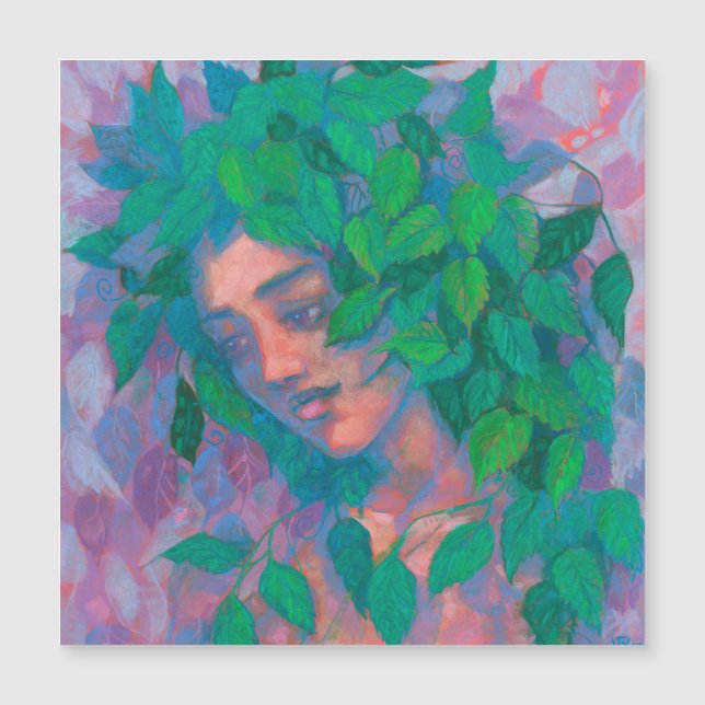 Dryad Träd Spirit Grönt Löv Surreal Fantasy Art (Framsida)