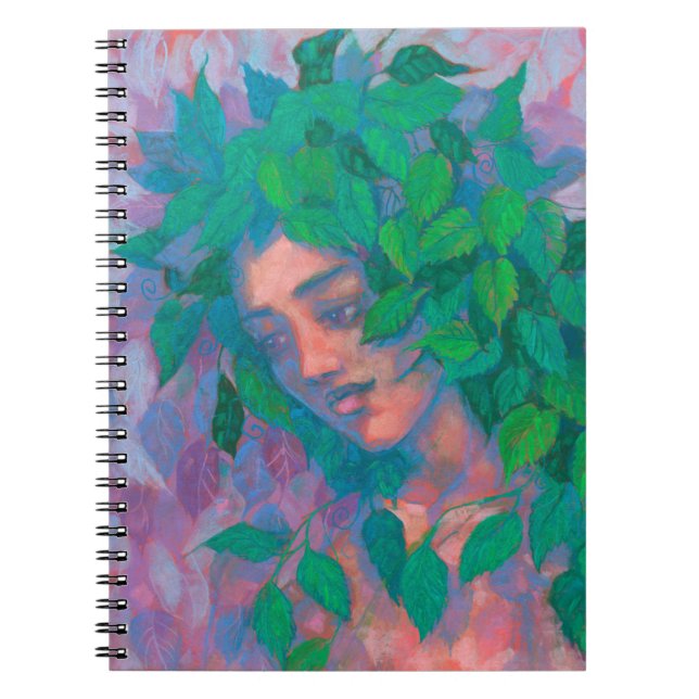 Dryad Träd Spirit Grönt Löv Surreal Fantasy Art Anteckningsbok (Framsidan)