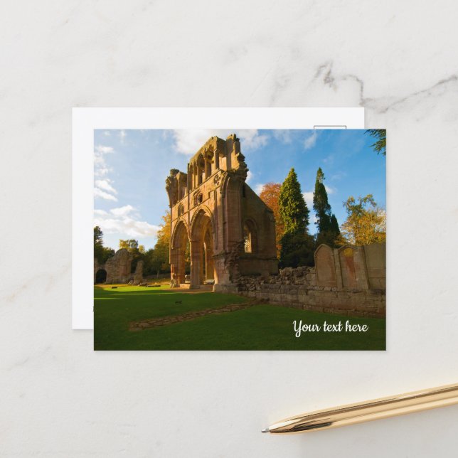 Dryburgh Abbey, Skottland vykort (Fram/Back In Situ)