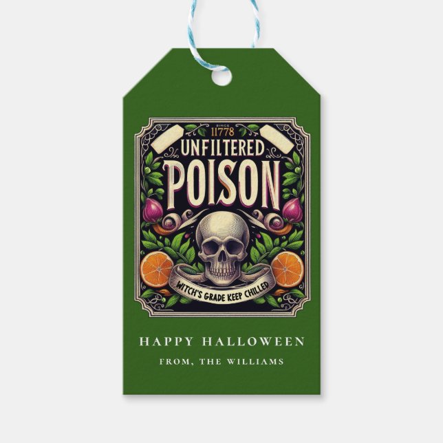 Dryck Halloween Skelett Gift Apotekare Gotisk Presentetikett (Framsidan)
