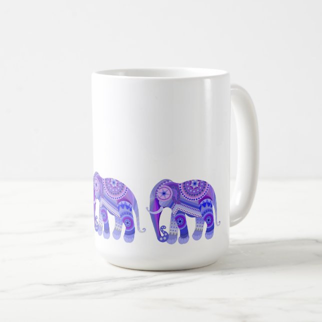 DRYCK MED BLUE LILA COOLA ELEFANT COFFEE MUGG (Framsida höger)