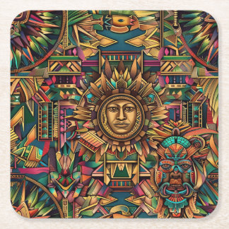 Dryckebröd för Enigmatic Blue "Aztec Dream" Underlägg Papper Kvadrat