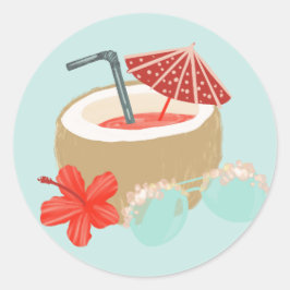 Drycken Coral Red och Mint Coconut samt solglasögo Runt Klistermärke