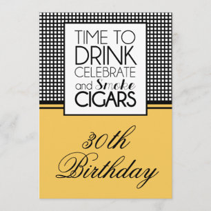 Drycker & Cigarrer Födelsedagsfirande Inbjudan
