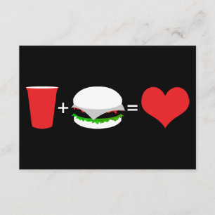 drycker + hamburgare = kärlek inbjudningar