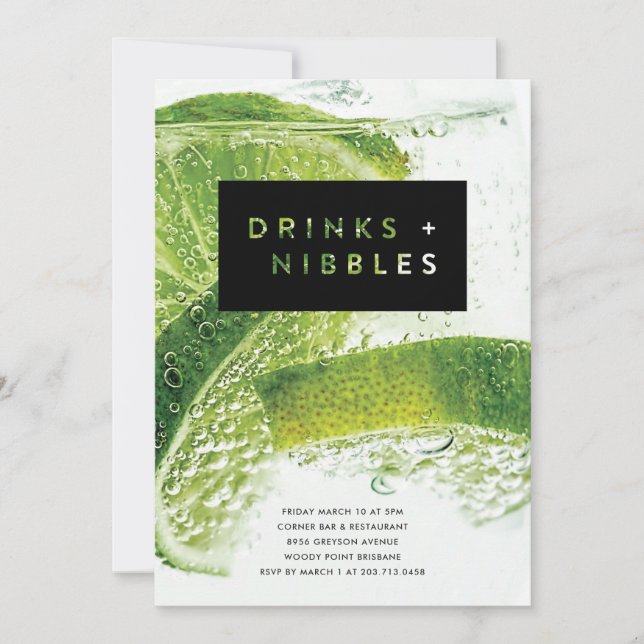 Drycker och tilltugg inbjudningar (Framsida)