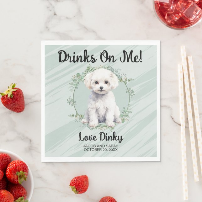 Drycker På Mig! Bichon Frise Husdjur Bröllop Pappersservett (Insitu)
