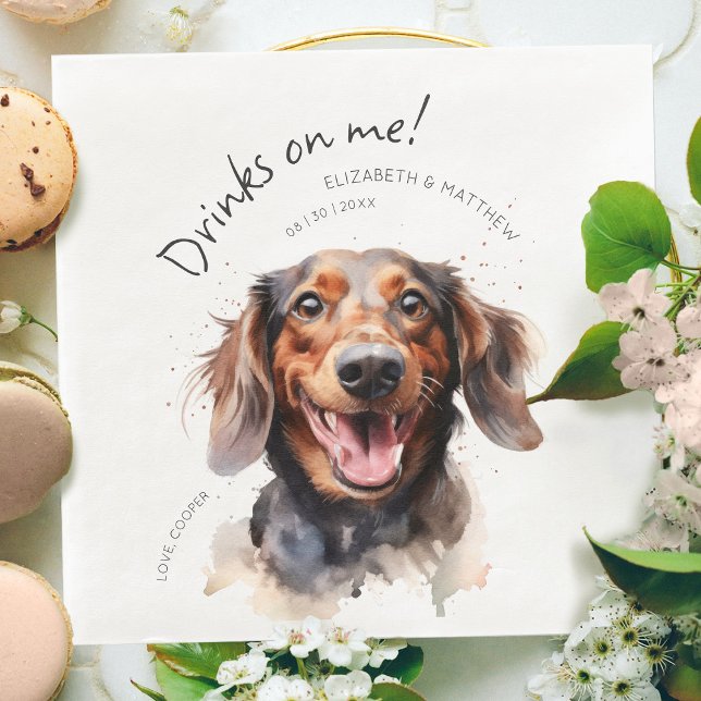 Drycker På Mig Dachshund Akvarell Kul Hund Djur Pappersservett (Skapare uppladdad)